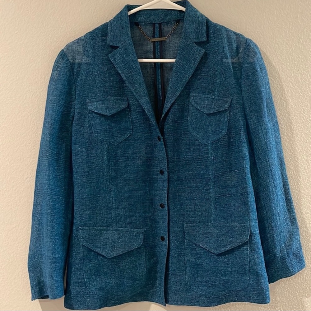 Elie Tahari open weave linen blend jacket